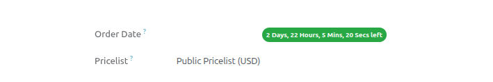 Countdown widget updating time left inside Odoo