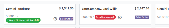 Countdown widget showing deadline status
